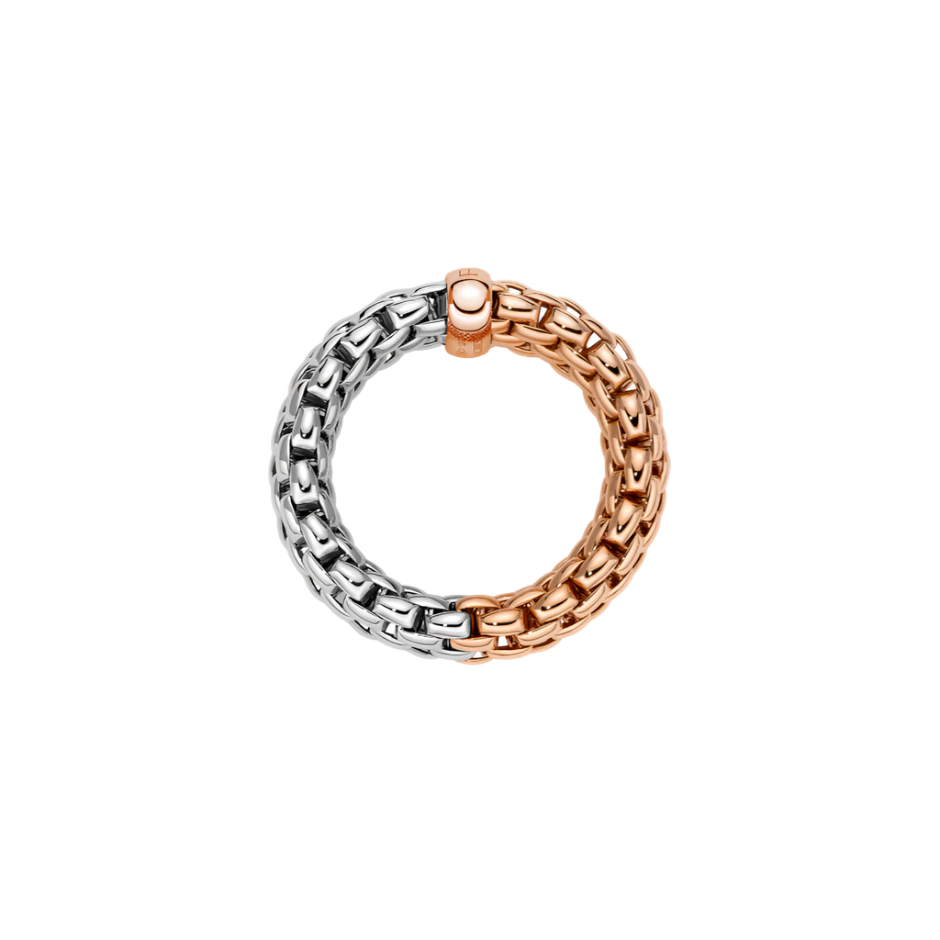 Bicolour Flex'it Rose and White Gold Ring; Medium