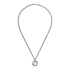 YBB67865100100|GUCCI |INTERLOCKING G |19.7in Gourmette Silver Necklace with with Pendant GG (50cm)