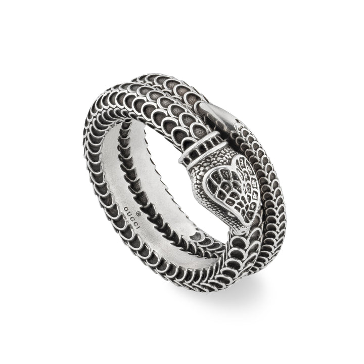 YBC577294001016|GUCCI |Garden Ring Snake Aged Silver - size 7.5