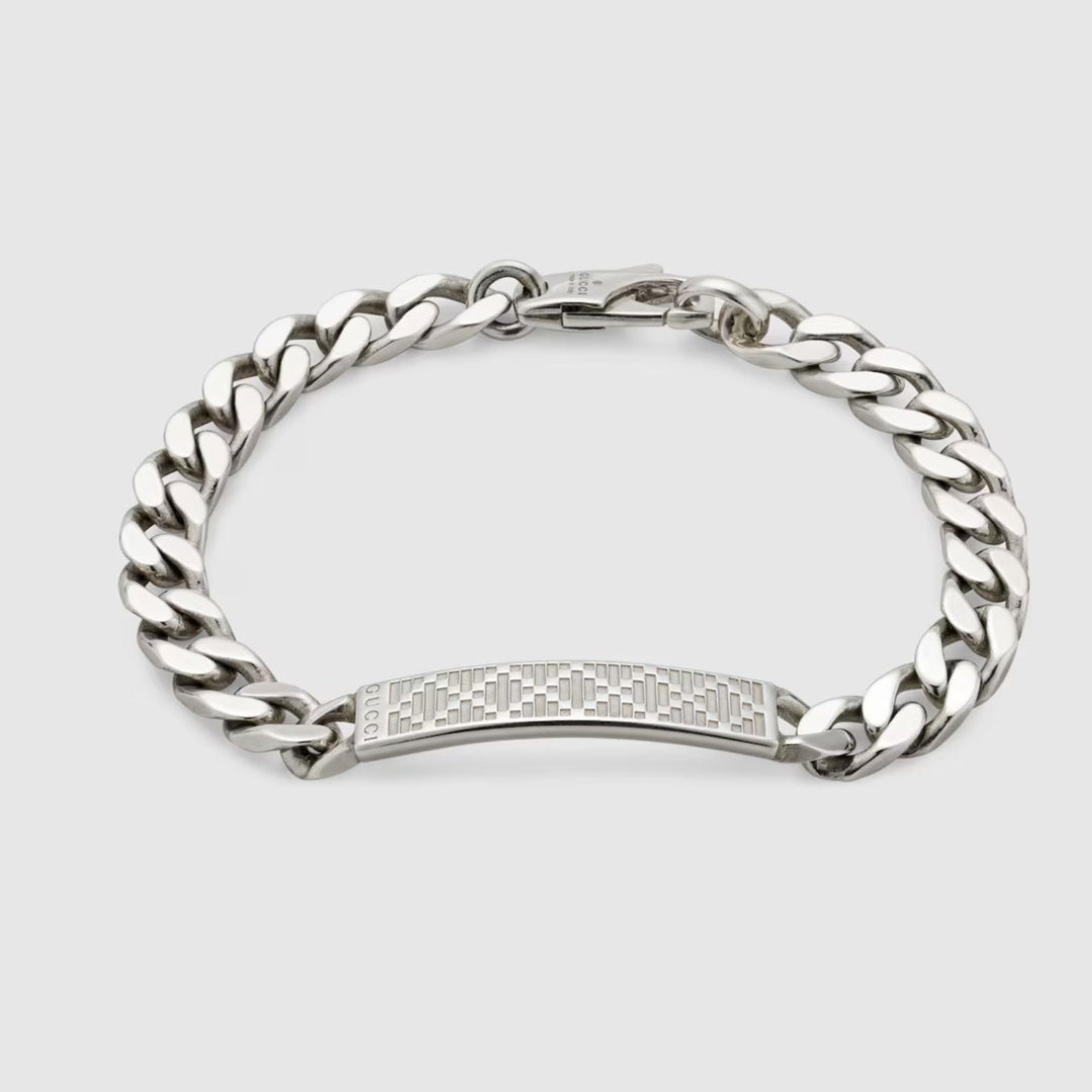 Diamante Pattern Silver Bracelet