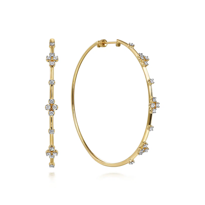 Showstopper 14K Gold and Diamonds 60MM Hoop Earrings