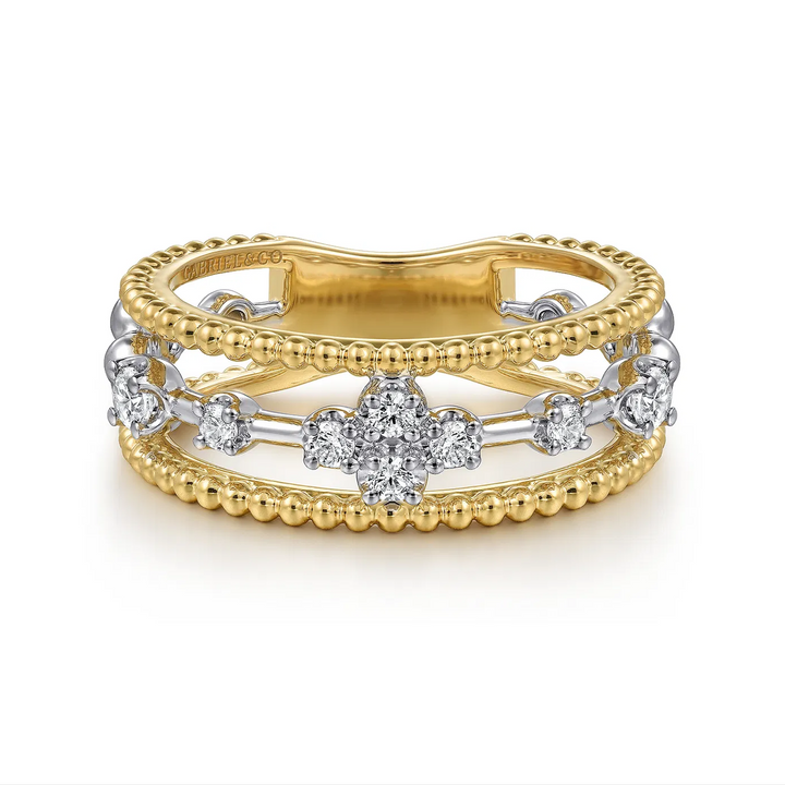 Stackable Bujukan Yellow and White Gold Diamond Ring