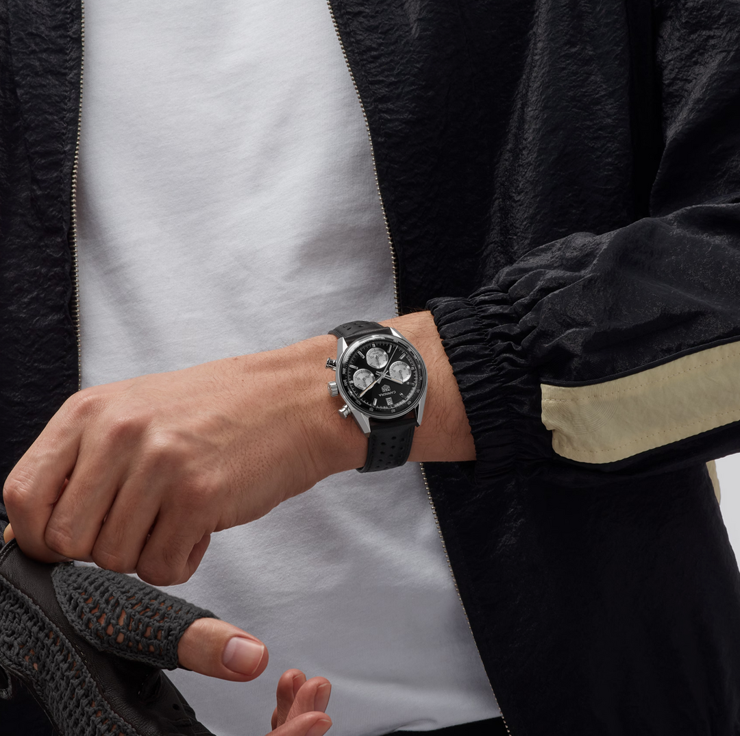 Carrera Chronograph Black Dial and Strap 39MM Watch