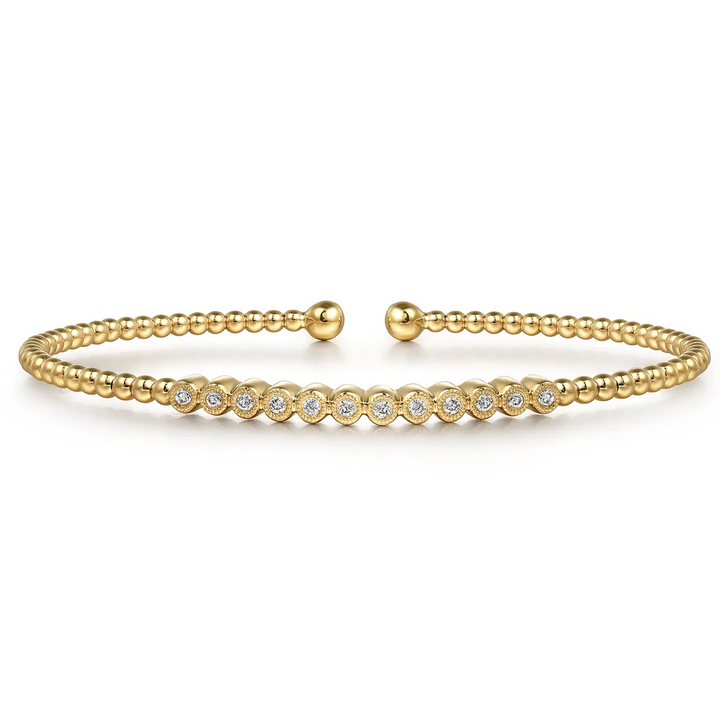 14K Yellow Gold Bujukan Bead Diamond Bangle