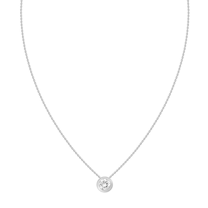 Bezel Set .53CT Round Cut Solitaire Diamond Necklace in White Gold