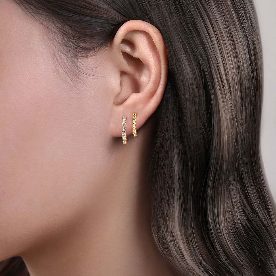 Double Diamond Illusion Huggie Earrings