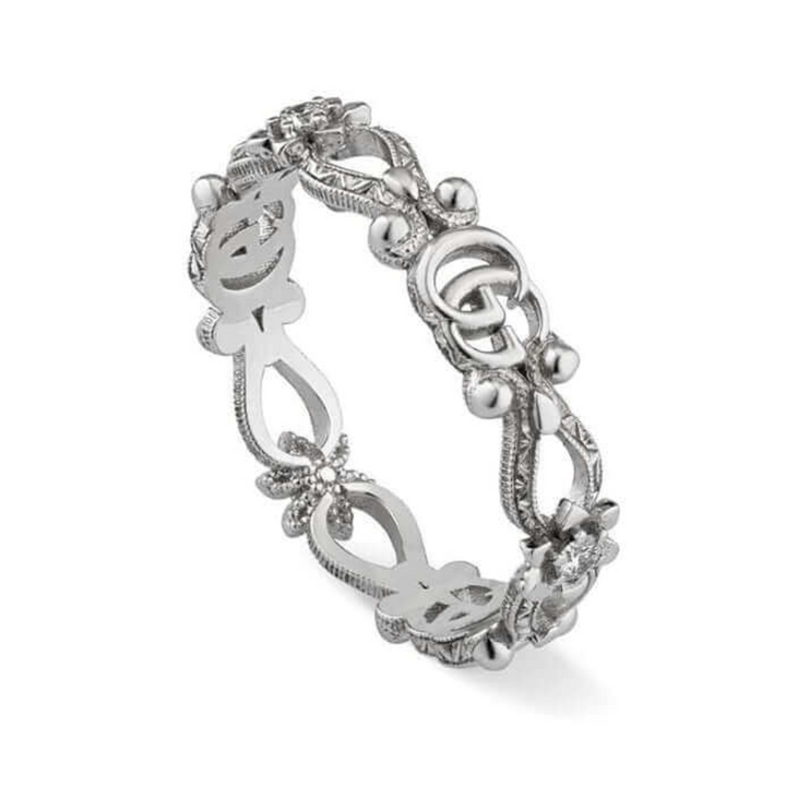 Flora White Gold Ring with Diamonds