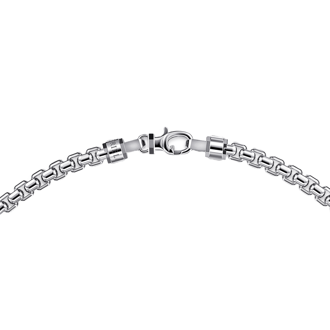 Silver Men's Solid Round Box Chain Necklace