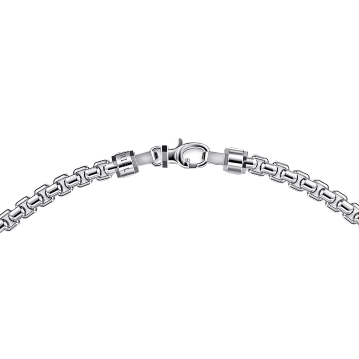Silver Men's Solid Round Box Chain Necklace