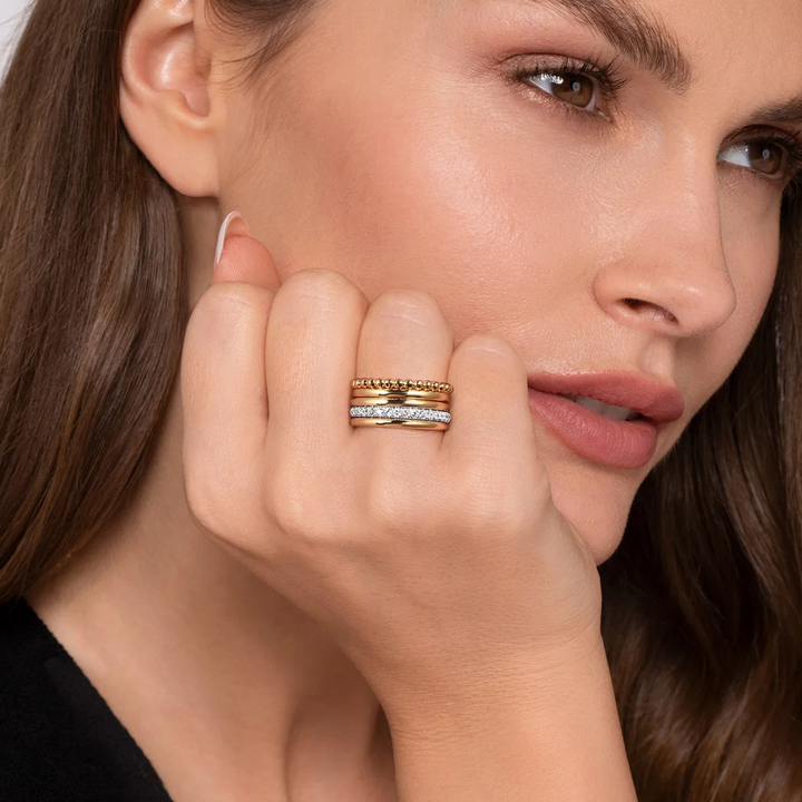 Bujukan Link 14K White Yellow Gold Bujukan Diamond Easy Stackable Ring