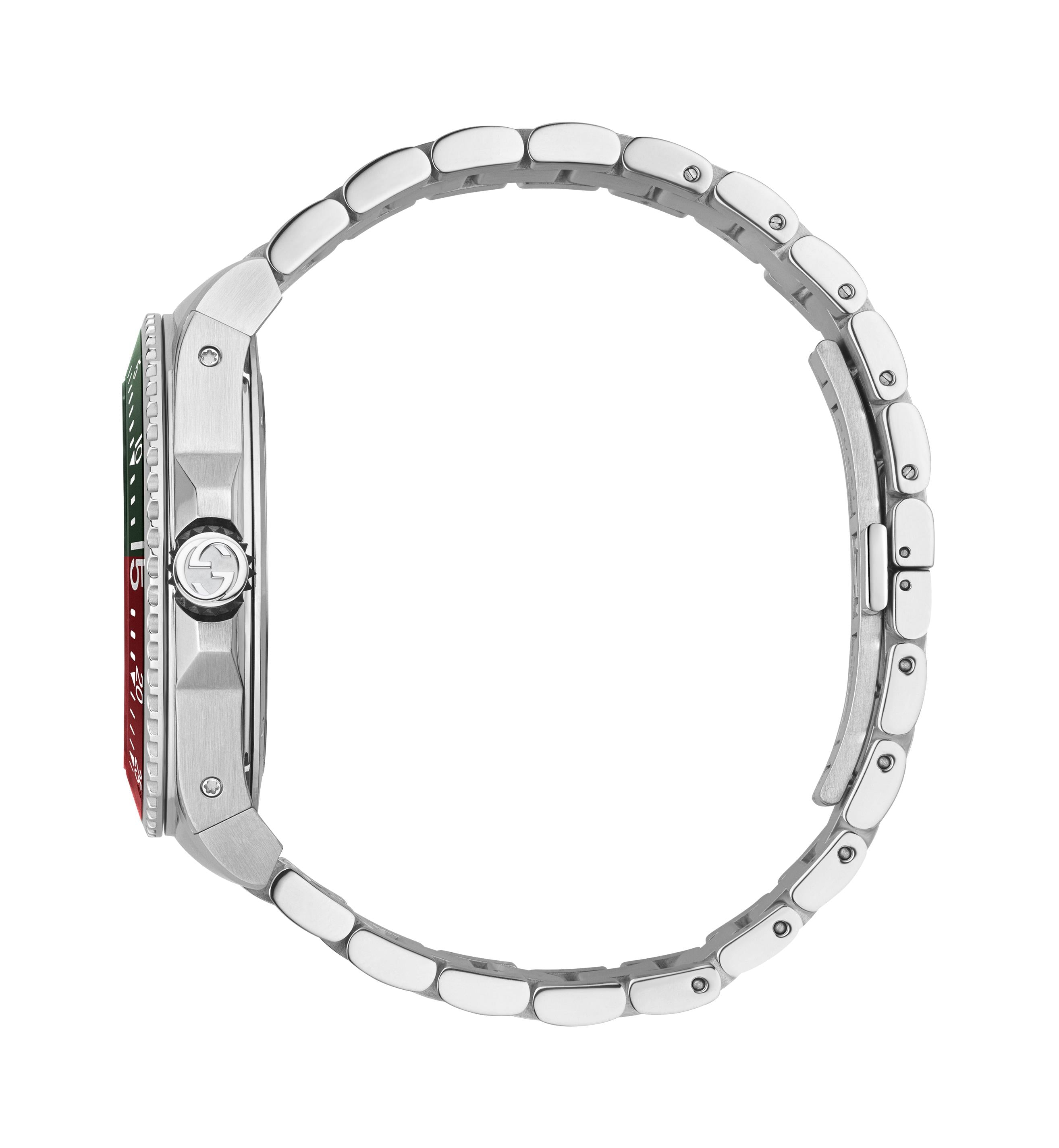 YA136222|GUCCI |DIVE |XL Steel Watch; Green Dial; Red/Green