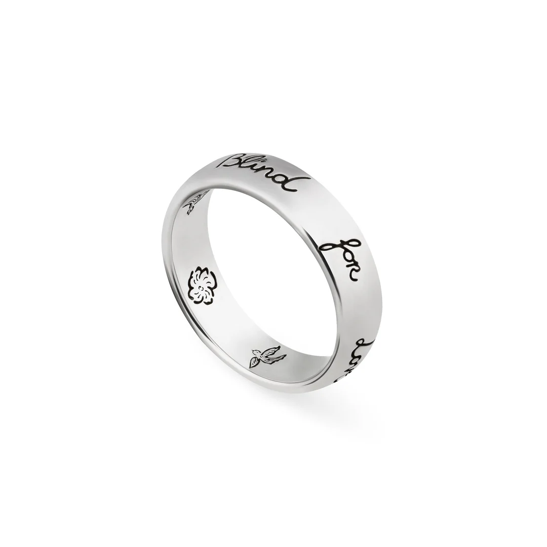 Blind For Love Rhodium Silver 5MM Ring