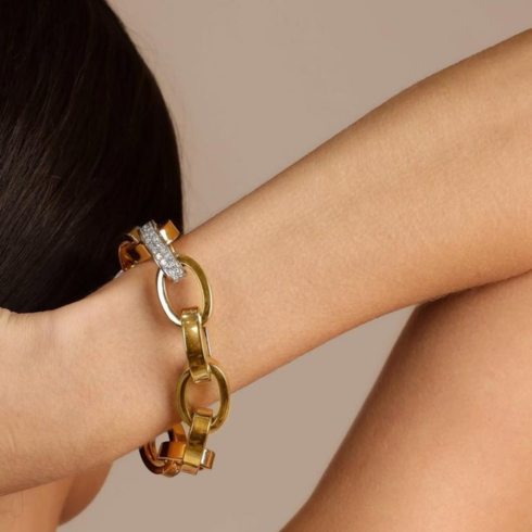 Yellow Gold and Diamond Link Bracelet