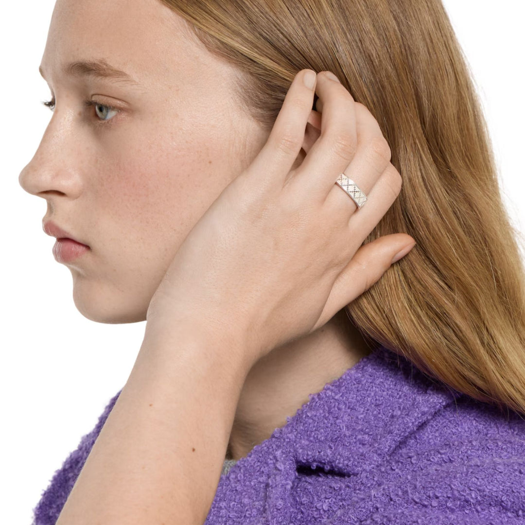 Diamante Pattern Silver 6MM Ring