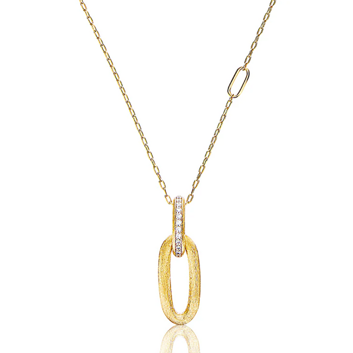 Libera Yellow Gold Link Pendant Necklace with Diamonds