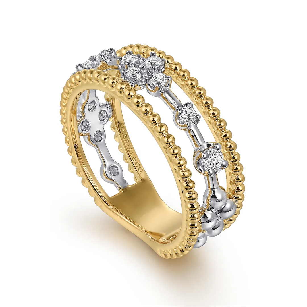 Stackable Bujukan Yellow and White Gold Diamond Ring