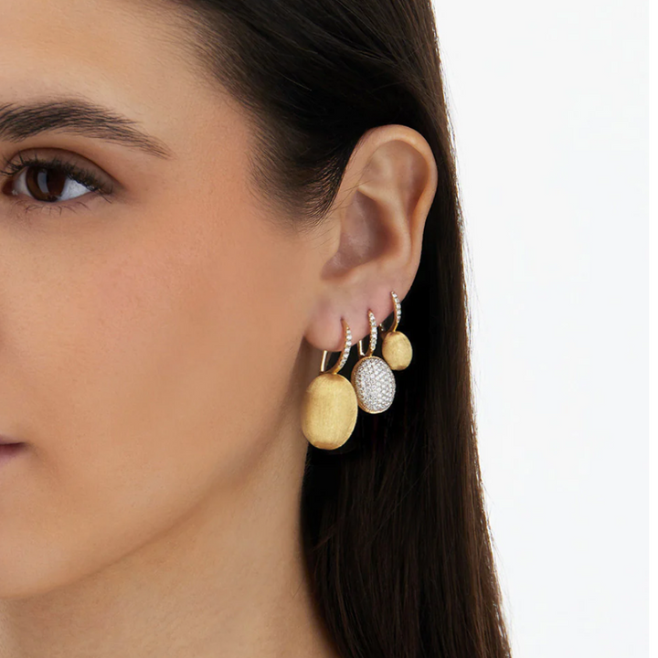 Ciliegine Gold Ball Drop Earrings with Diamonds (Large)