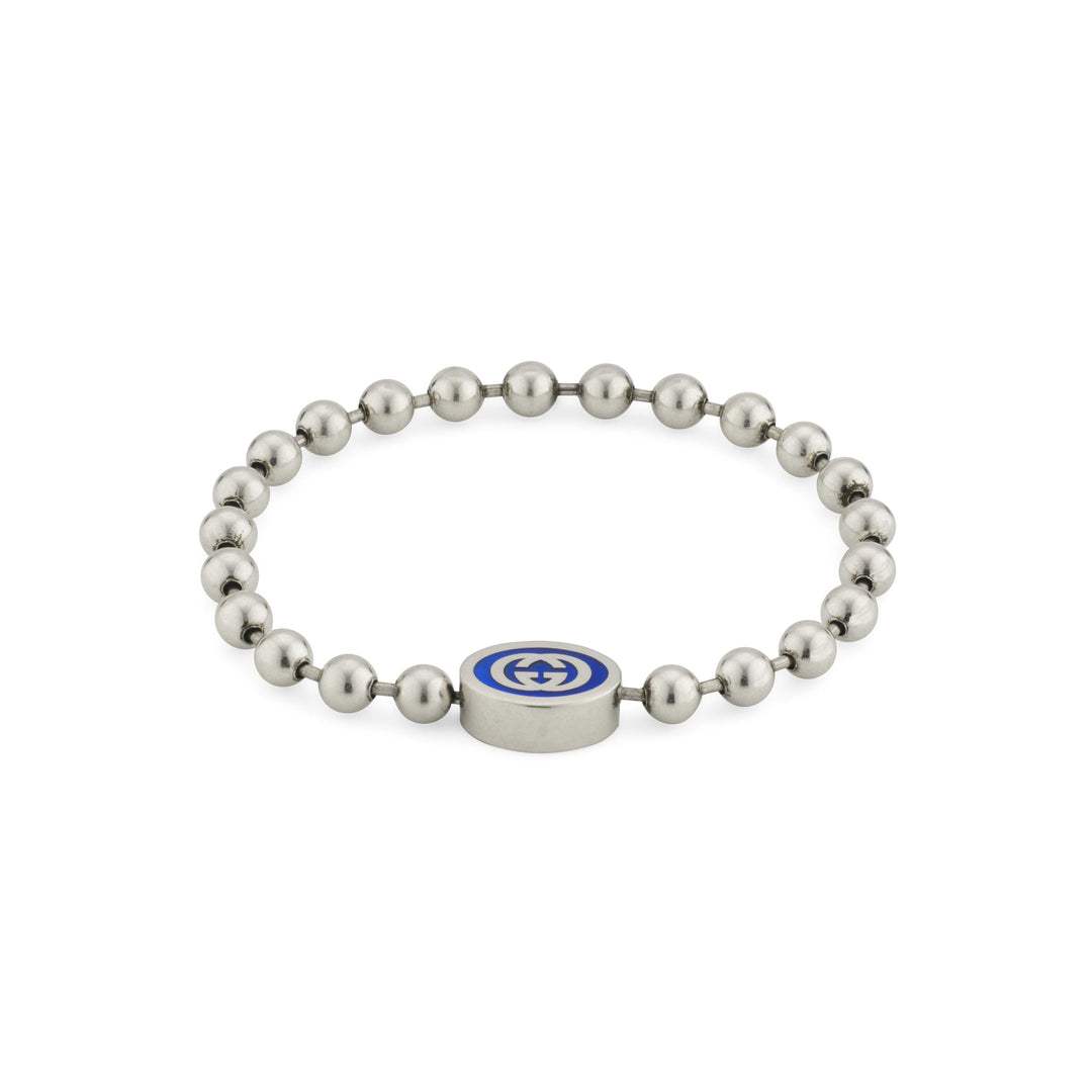 YBA753437001018|GUCCI |BOULE |Silver Bracelet with Blue Enamel