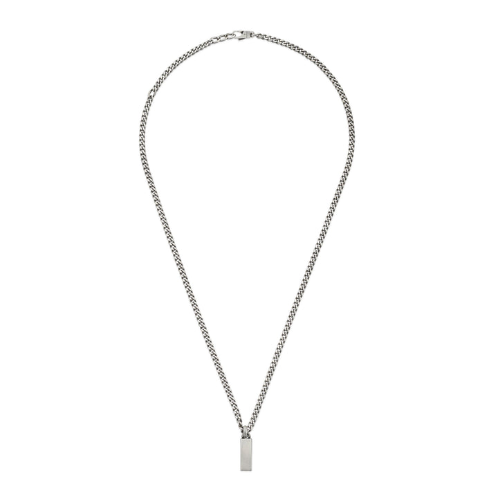 YBB67871400300|GUCCI |TAG |Gourmette Silver Necklace with black enamel tag