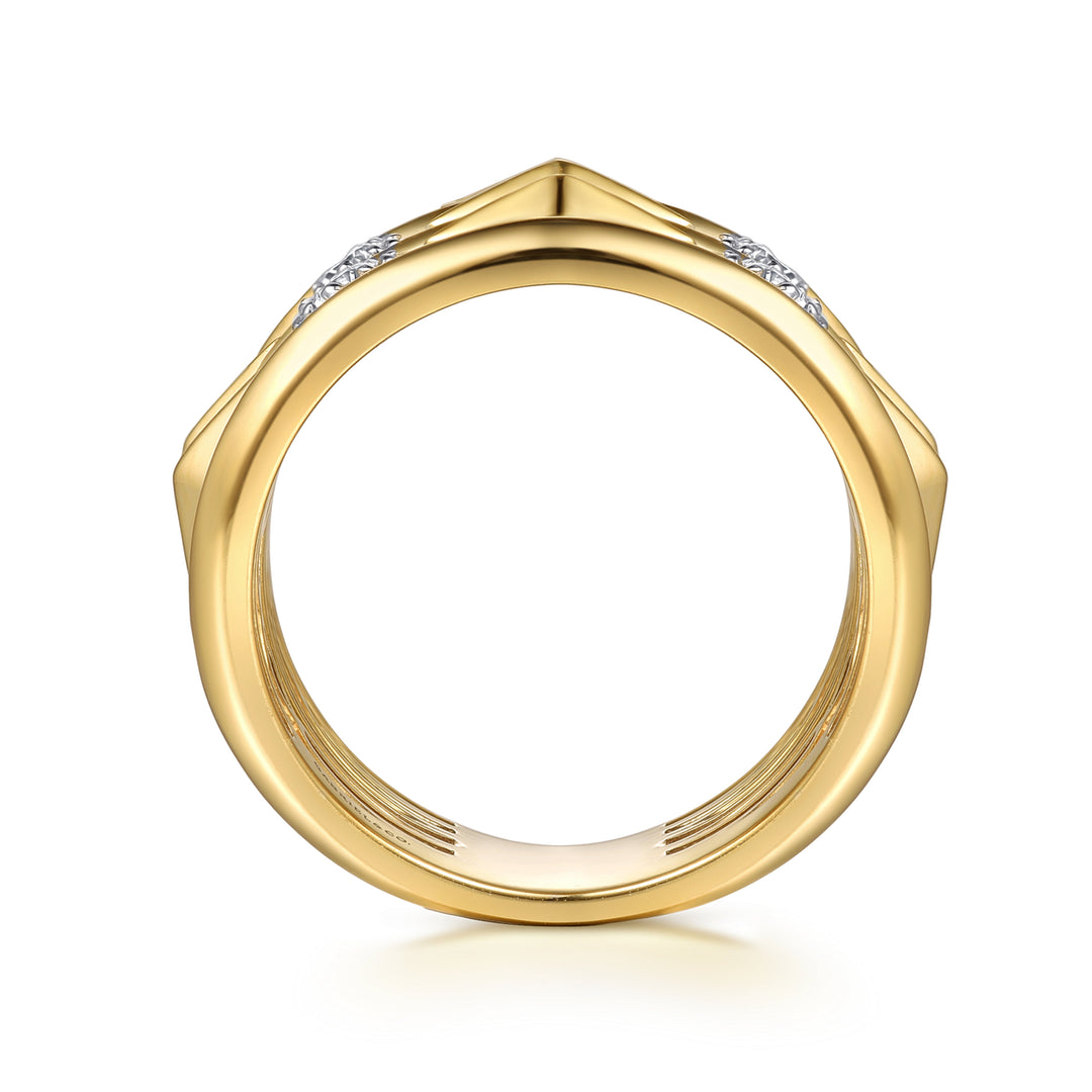 14K White Yellow Gold Diamond Rhombus Easy Stackable Ring