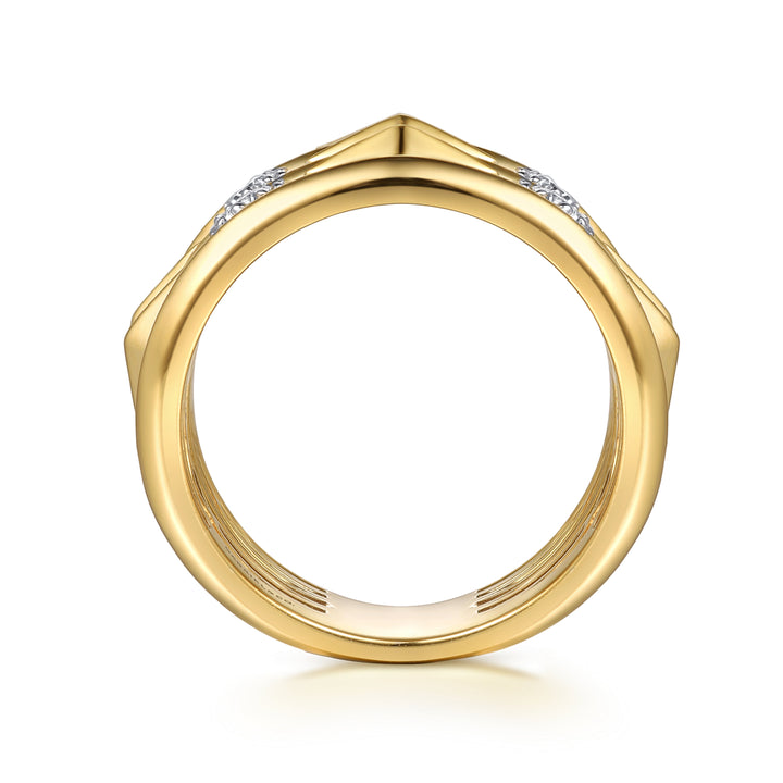 14K White Yellow Gold Diamond Rhombus Easy Stackable Ring
