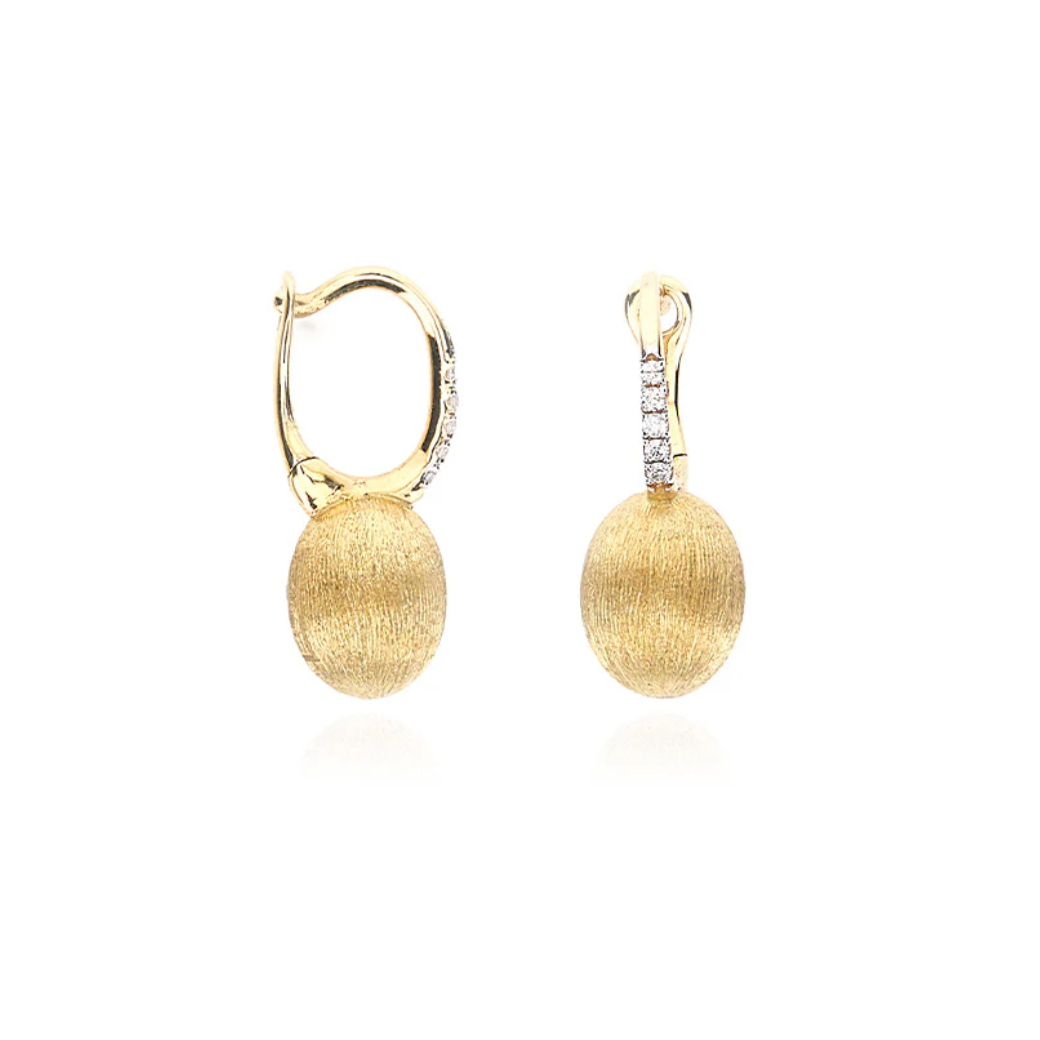 Baby Ciliegine Gold Ball Drop Earrings with Diamonds