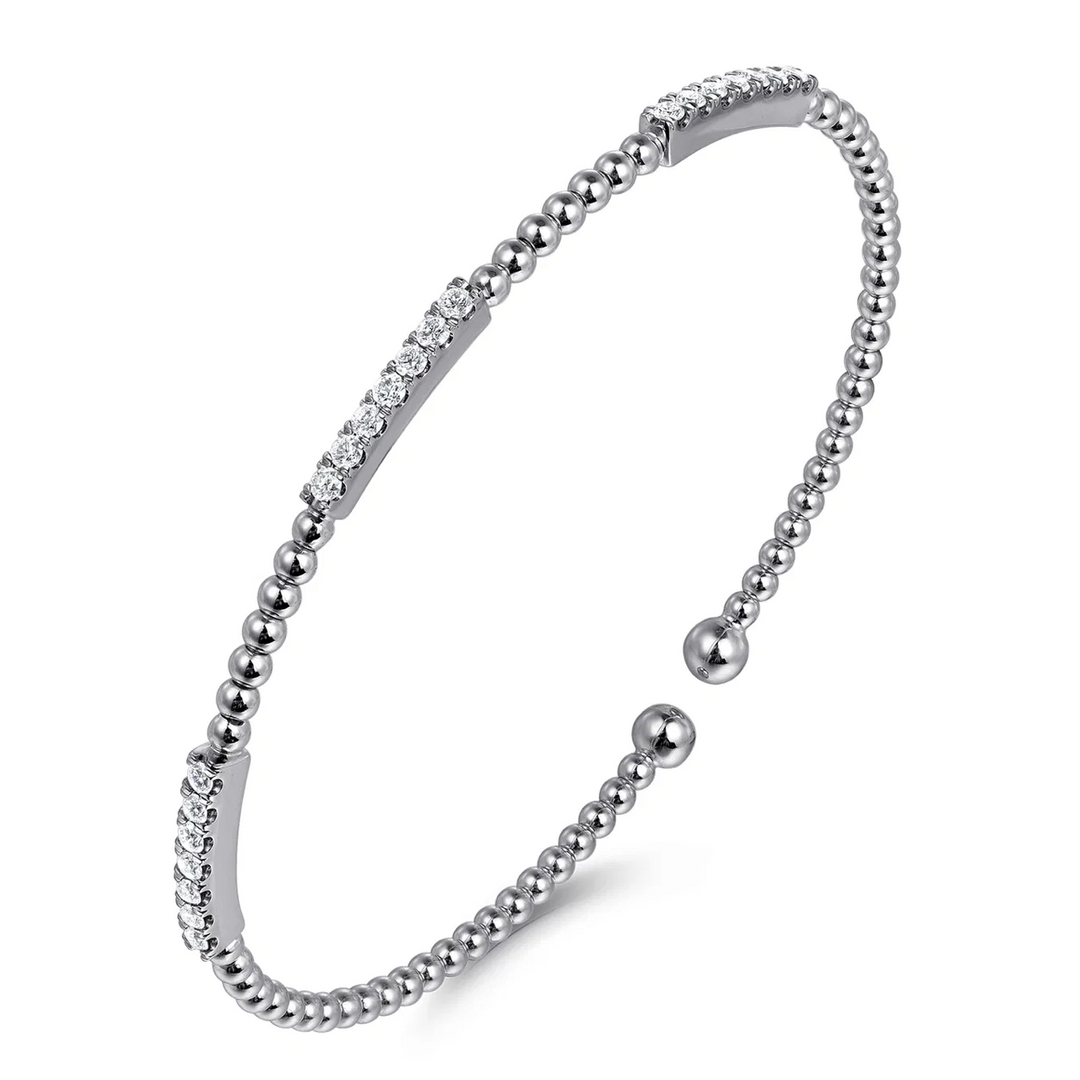 14K White Gold Bujukan Diamond Stations Bangle