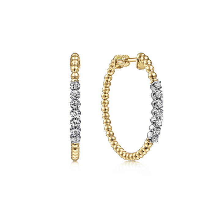 14K Yellow Gold Classic Hoop Earrings 0.3ct 30mm
