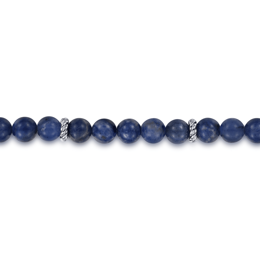 Silver Sodalite Beaded Bracelet