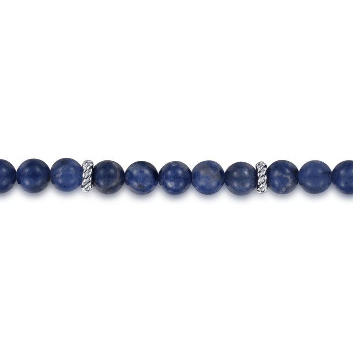 Silver Sodalite Beaded Bracelet