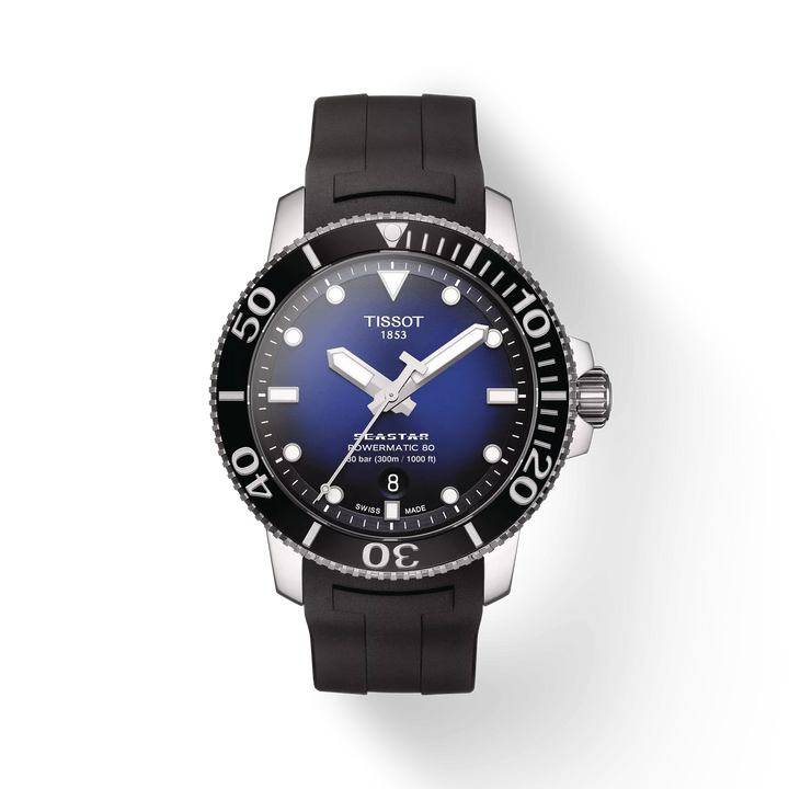 Seastar 1000 43MM Powermatic 80 Black Rubber Strap Watch