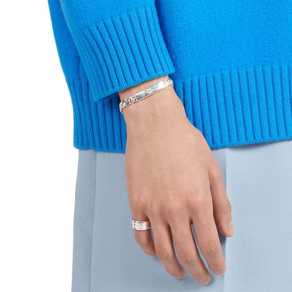 Tag Diagonal Interlocking G Silver Bracelet