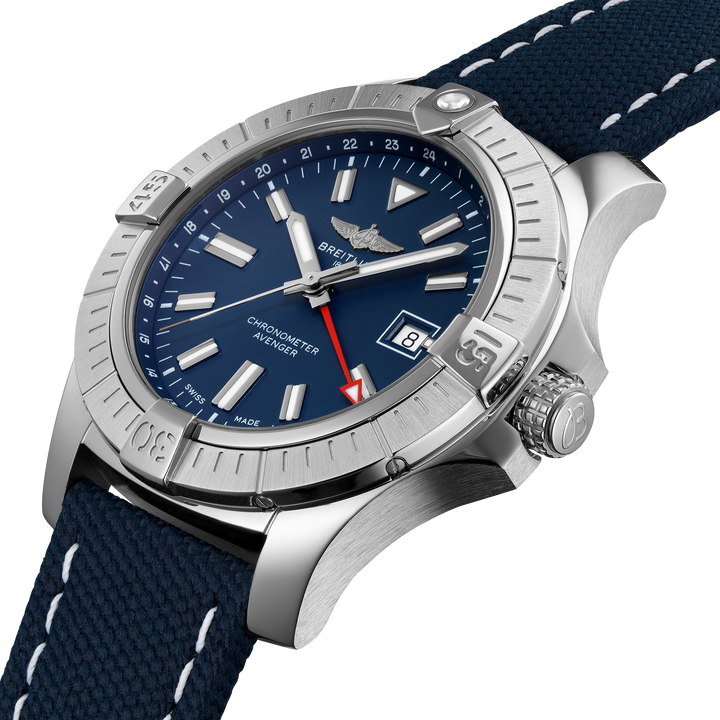 A32395101C1X1|BREITLING |AVENGER AUTOMATIC GMT 45 |Steel Case, Blue Dial, Blue Strap