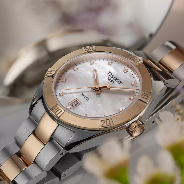 PR 100 Ladies Sport Chic Stainless Steel with Rose Gold PVD 36MM Watch