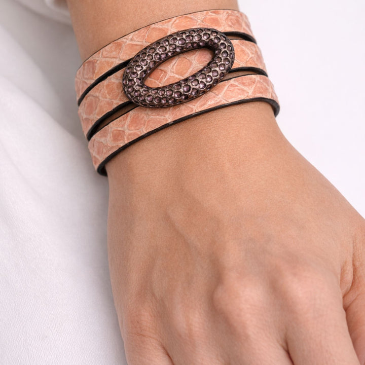 Edgy Pink Leather Bracelet