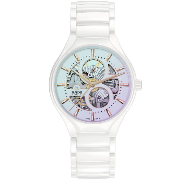 True Round Open Heart White Ceramic 40MM Watch