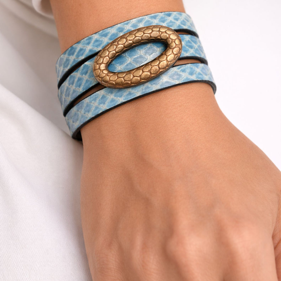 Edgy Blue Leather Bracelet