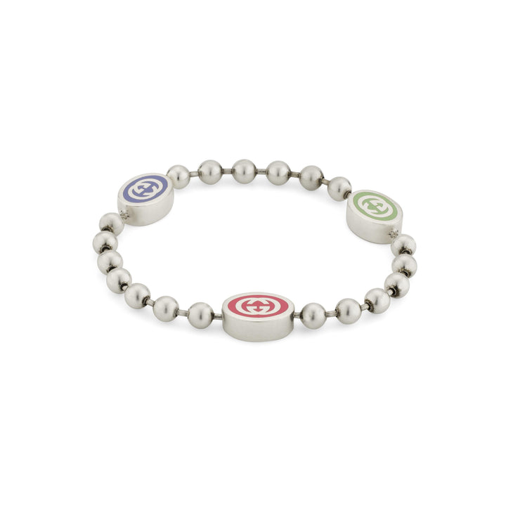 YBA753442001018|GUCCI |BOULE |Silver Bracelet with 3 Multicolor Enamel