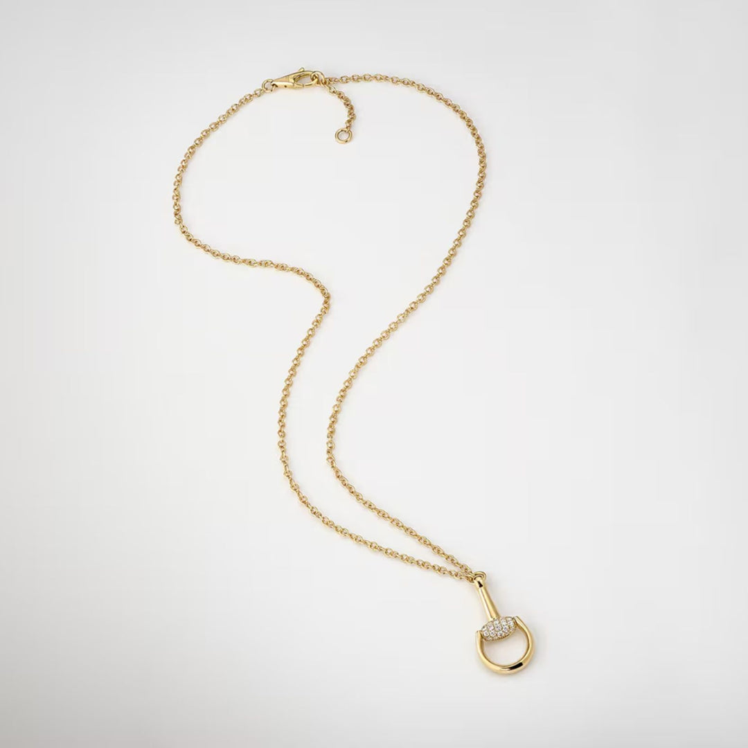 Horsebit Yellow Gold and Diamond Necklace