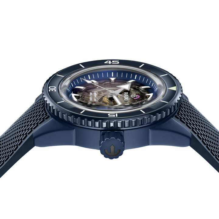 Captain Cook High Tech Ceramic Skeleton Blue 43MM Watch