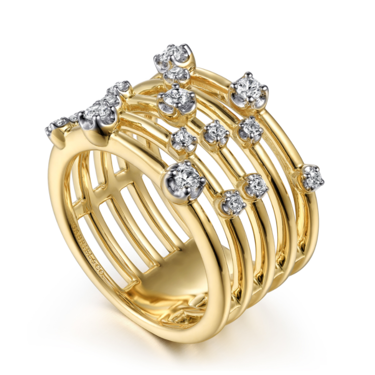 Diamond Five Row Ring