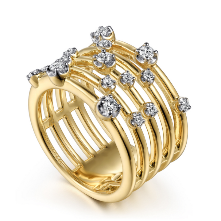 Diamond Five Row Ring