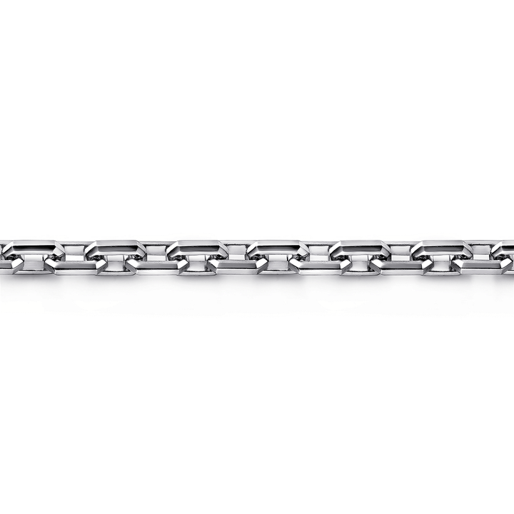Silver Men's Solid Faceted Link Chain Bracelet