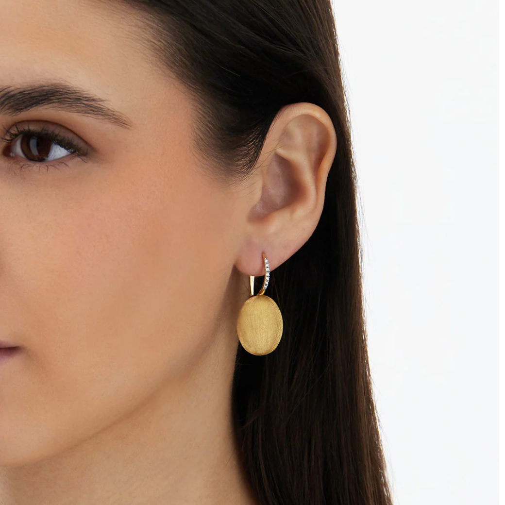 Ciliegine Gold Ball Drop Earrings with Diamonds (Large)