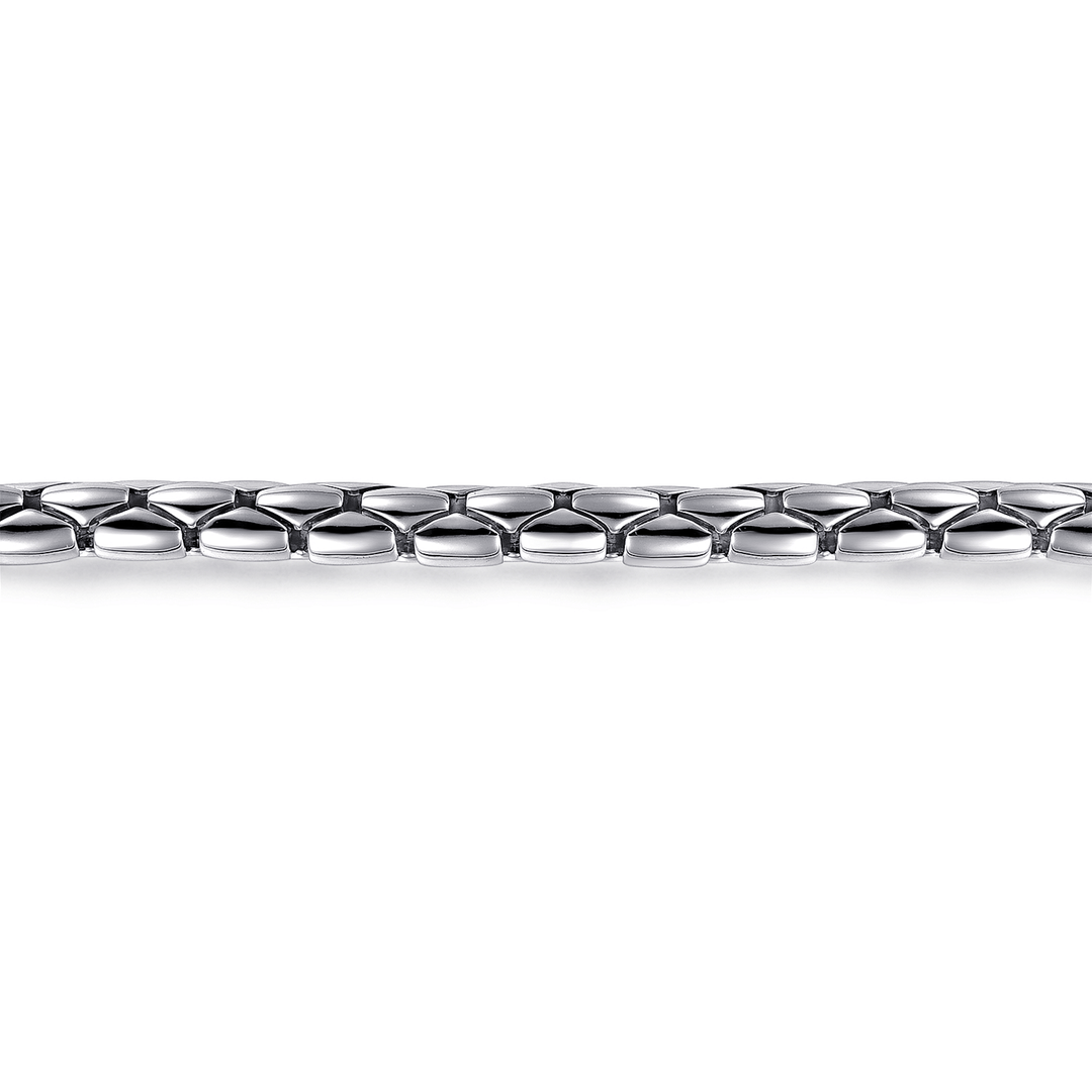 Silver Tubular Men's Solid Chain Bracelet