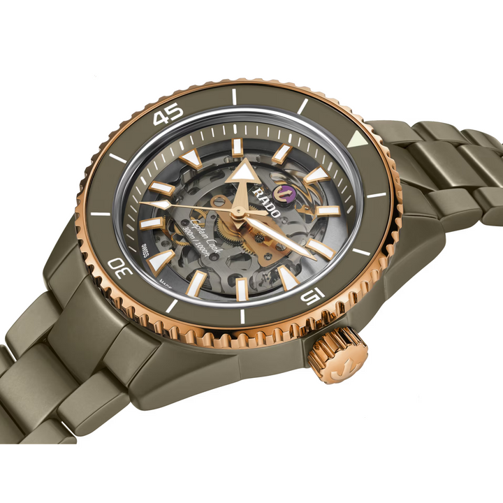 Captain Cook Skeleton Olive Green Ceramic 43MM Watch