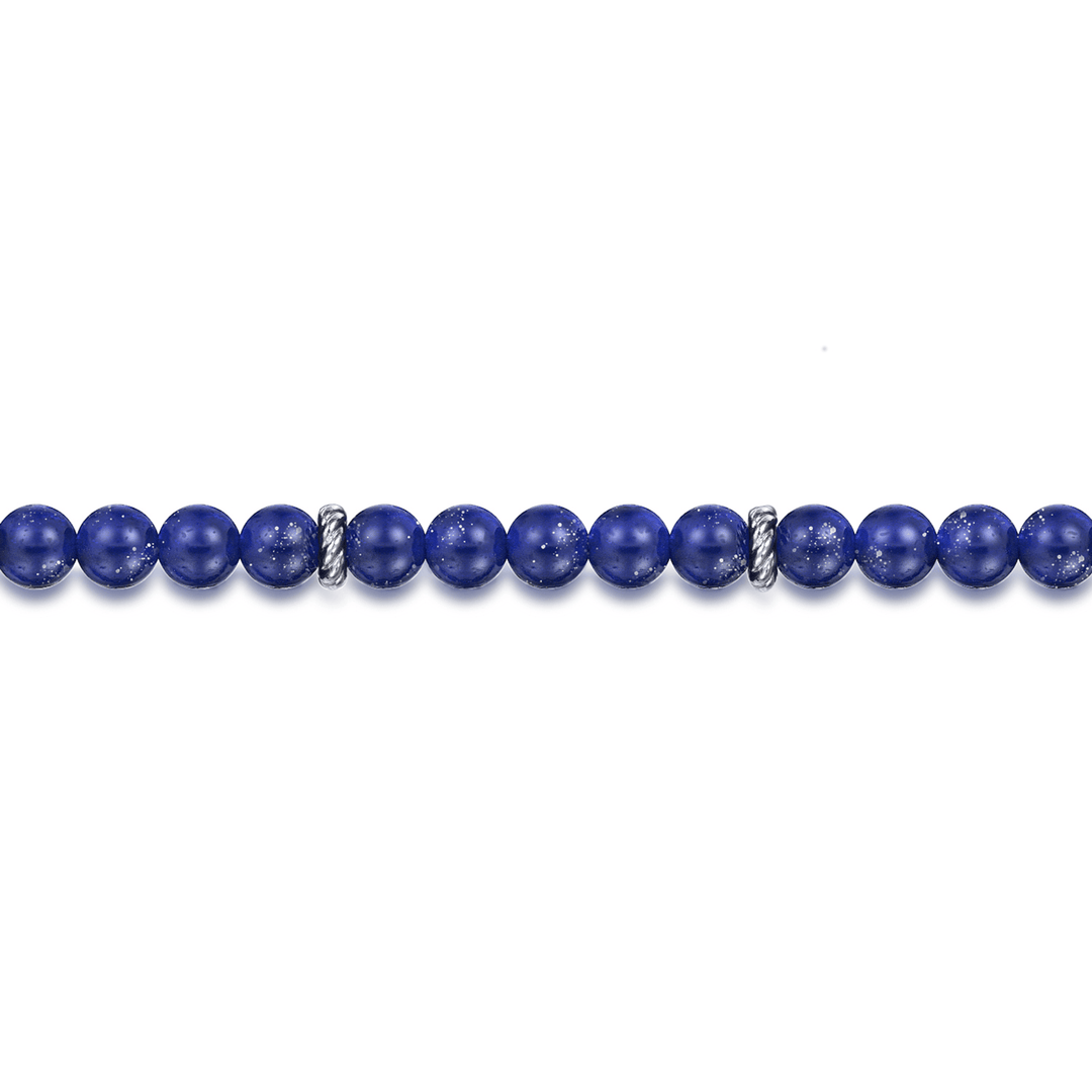 Silver Lapis Beaded Bracelet