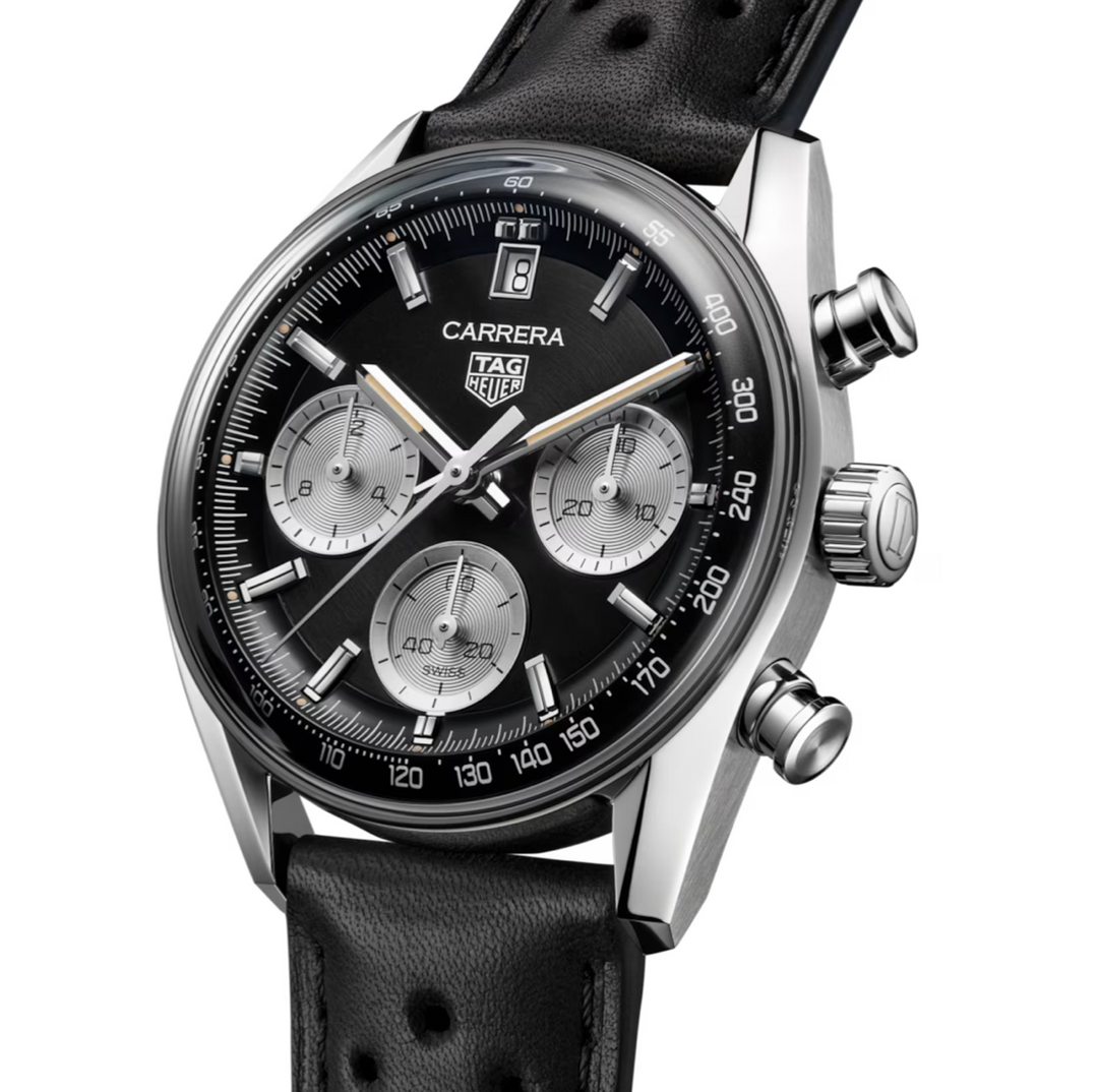 Carrera Chronograph Black Dial and Strap 39MM Watch