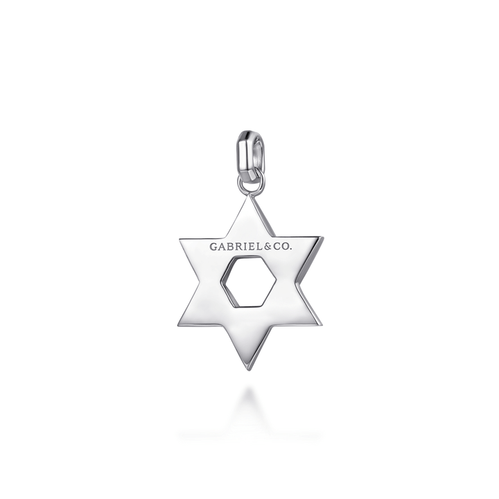 Silver and Yellow Gold Star of David Pendant