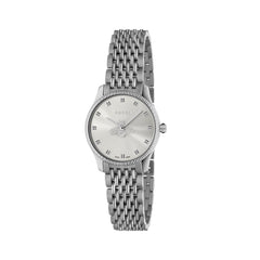 YA1265019|GUCCI |G-TIMELESS |SM 29mm Steel Watch; Silver Dial, Bee Hands